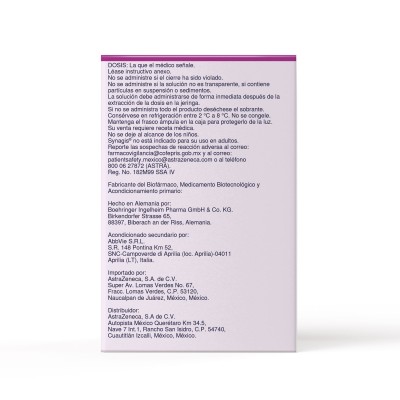 Synagis® 50 mg/mL Caja con 1 Frasco Ámpula con 0.5 mL Rx3