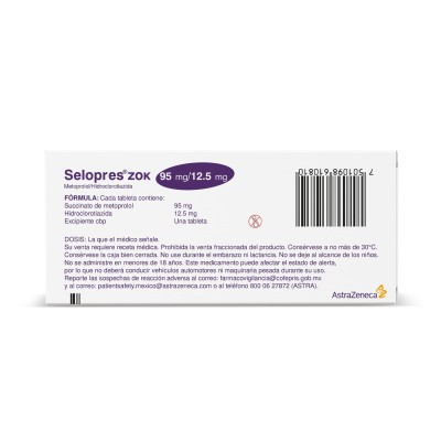 Seloken® zok 95 mg/12.5 mg Caja con 20 Tabletas Seloken® zok 95 mg/12.5 mg Caja con 20 Tabletas