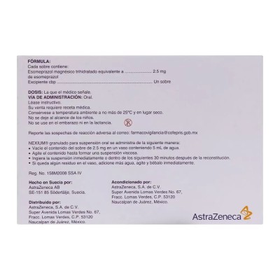 Nexium® 2.5 mg Caja con 28 Sobres de granulado pediátrico