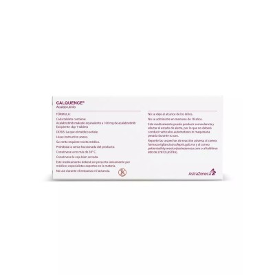 CALQUENCE® | 100 mg | Acalabrutinib | 56 Tabletas| AstraZeneca CALQUENCE® | 100 mg | Acalabrutinib | 56 Tabletas| AstraZeneca