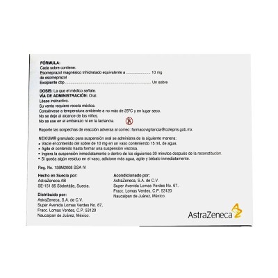 Nexium® 10 mg Caja con 28 Sobres de granulado pediátrico Nexium® 10 mg Caja con 28 Sobres de granulado pediátrico
