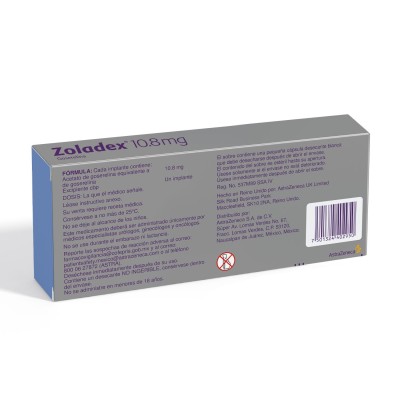 Zoladex® 10.8 mg Caja con un Implante en una Jeringa